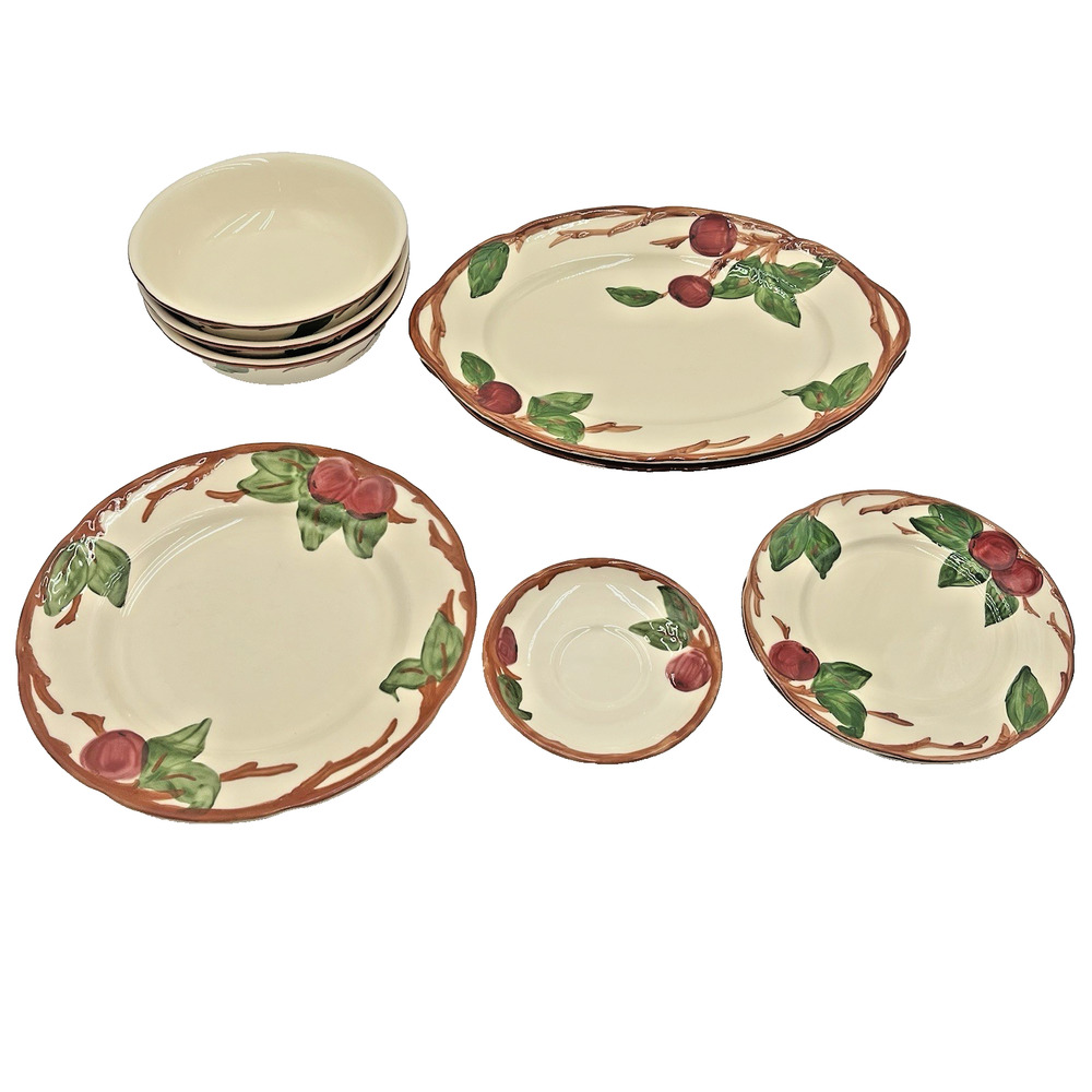 Franciscan Apple Earthenware Bowls Plates England Vintage Hand Painted Set Lot